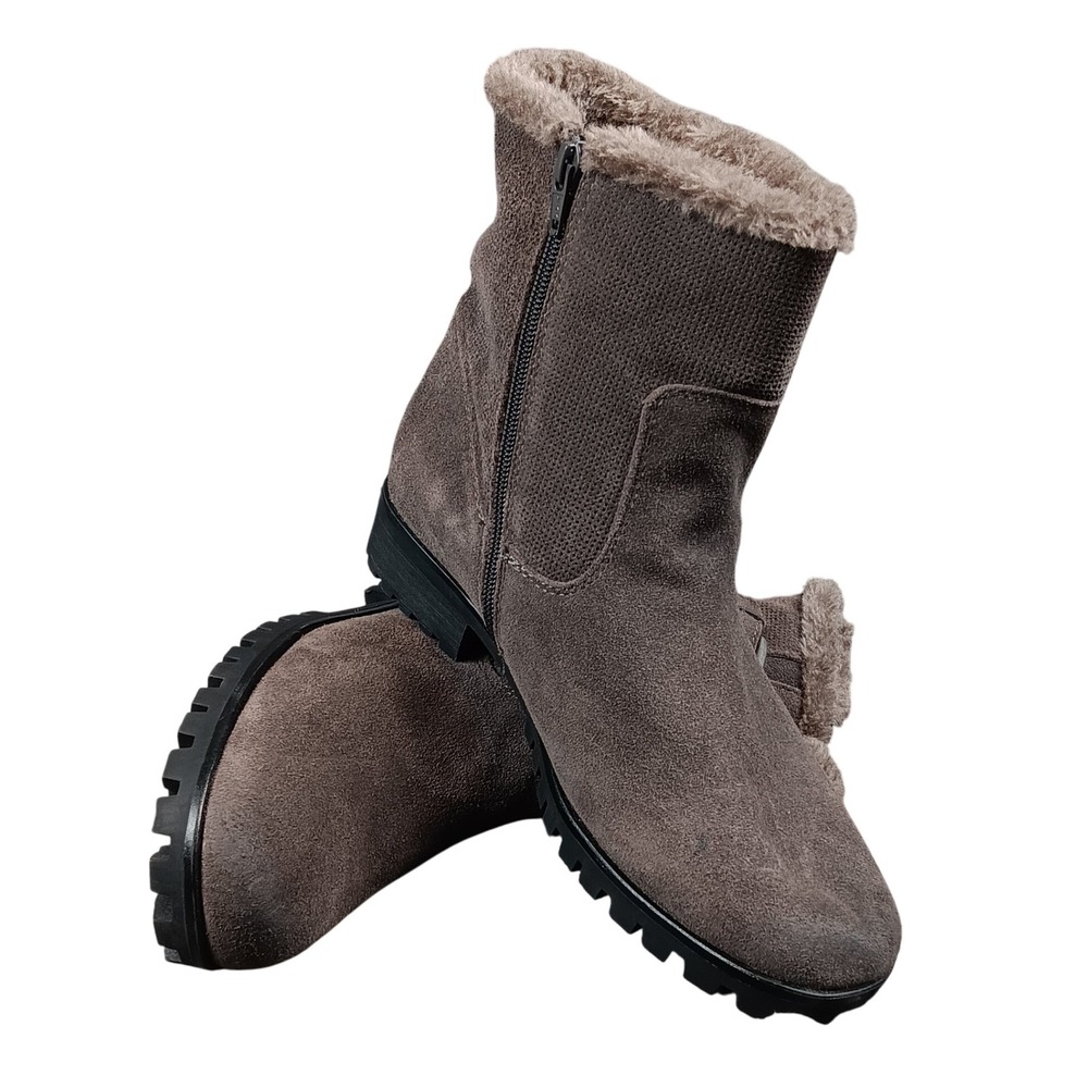 Bare Traps Fairlee‎ Brown Suede Faux Fur Lined Ankle Winter Boots Women's 10M
